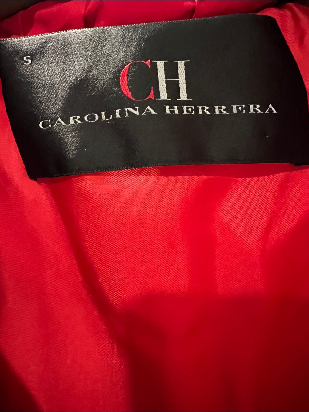 CH Carolina Herrera Red Peplum Puffer Coat Down Feather High Stand Collar S - Picture 4 of 11